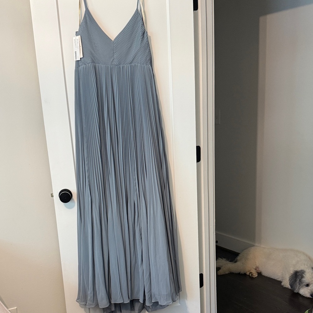 Jenny Yoo Light Blue Pleated Maxi Dress